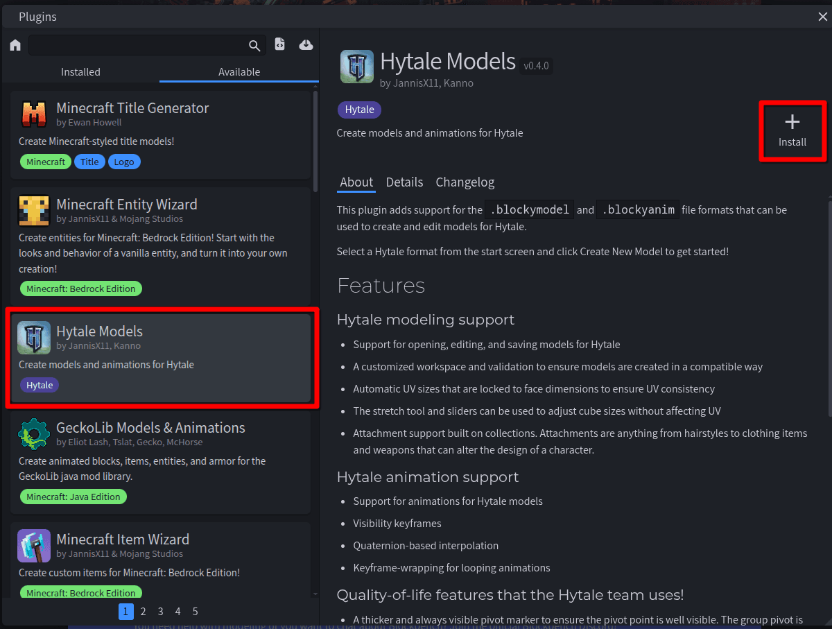 Blockbench Plugins Overview